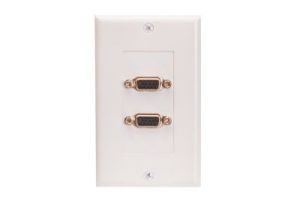 Slim Line HD15 VGA Decora Wall Plate - Single Gang - 2 Port - White