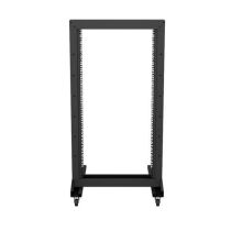 22U, 2-Post Steel Open Frame Rack, Black, Cage Nuts
