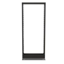 25U, 2-Post Open Frame Rack, Black, Slim, Cage Nuts 
