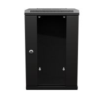 10 inch Wall-Mount Enclosures, Tempered Glass, 9U, Black, 11.8 Inches (300mm) depth