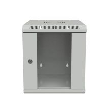 10 inch Vertical Wall-Mount Enclosures, Tempered Glass, 6U, Gray, 15.8 Inches (400mm) depth