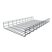 ShowMeCables Wire Mesh Cable Tray 20"D x 4"H x 10ft. 2pk BLK