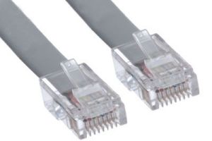 RJ45 Flat Silver Satin Patch Cable - 8 Conductor - Reverse