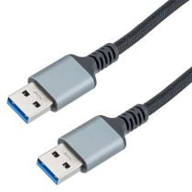 ShowMeCables USB 3.2 A/A Aluminum,Black Nylon Braid with ferrites- 10Gbps, 5V 3A, 1M