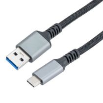 ShowMeCables USB 3.2 A/C Aluminum, Black Nylon Braid with ferrites - 10GbpS, 5V 3A, 1M