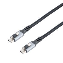 ShowMeCables USB 3.2 Locking Cable, Type C Male Plug Top Screw Both Sides, 5V, 3A, 5 Gbps, Black Nylon Braid over PVC Jacket