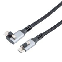 ShowMeCables USB 3.2 Locking Cable, Type C Male Top Screw to Right Angle Top Screw Type C Male, 5V, 3A, 5 Gbps, Black Nylon Braid over PVC Jacket