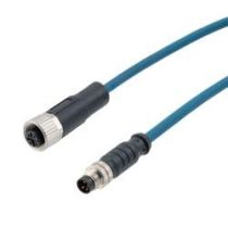 L-com M8 4 Position Male to M12 4 Position Female IP67 A-Code Cable Assembly, Unshielded 24AWG PUR Jacket, Blue 