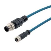 L-com M8 4 Position Female to M12 4 Position Male IP67 A-Code Cable Assembly, Unshielded 24AWG PUR Jacket, Blue