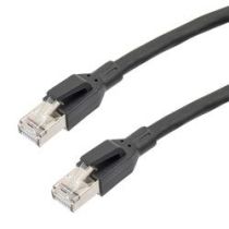 L-com Category 6a 10gig HDBaseT Ethernet AV Cable Assembly, SF/UTP Double Shielded, 24AWG Solid, RJ45 Male Plug, TPE Jacket, Black