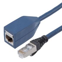 L-Com Category 6a MPTL Modular Plug Terminated Link Adapter Cable, RJ45 Plug to Jack, S/FTP Double Shielded, 26AWG, PoE+, CM PVC, Blue