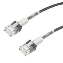 L-com Category 6a 10gig Double Spring Slim Ethernet Cable Assembly, 30AWG Stranded, RJ45 Male Plugs with Spring Boots, CM Jacket, Black