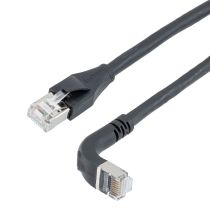 L-Com Ethernet Category 6a 10gig Right Angle Patch Cable, F/UTP Shielded, 26AWG, RJ45 Straight to Down, LSZH, Black