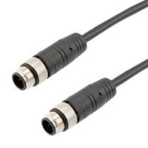 L-com Category 5e Economy M12 4 Position D code Cable, IP67 M12 Male Plug to IP67 M12 Male Plug, 26AWG Shielded Outdoor VW-1 PVC Black