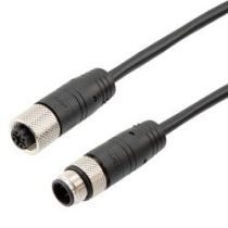 L-com Category 5e Economy M12 4 Position D code Cable, IP67 M12 Male Plug to IP67 M12 Female Jack, 26AWG Shielded Outdoor VW-1 PVC Black
