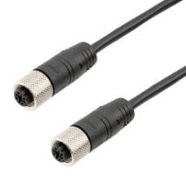 L-com Category 5e Economy M12 4 Position D code Cable, IP67 M12 Female Jack to IP67 M12 Female Jack, 26AWG Shielded Outdoor VW-1 PVC Black