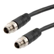 L-com Category 6a Ethernet Economy IP67 M12 8 Position X code Cable, M12 Plug to M12 Plug, 26AWG Shielded Outdoor VW-1 PVC Black