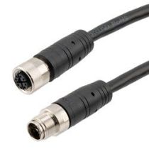 L-com Category 6a Ethernet Economy IP67 M12 8 Position X code Cable, M12 Plug to M12 Jack, 26AWG Shielded Outdoor VW-1 PVC Black