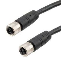 L-com Category 6a Ethernet Economy IP67 M12 8 Position X code Cable, M12 Jack to M12 Jack, 26AWG Shielded Outdoor VW-1 PVC Black