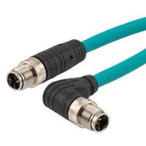 L-com Category 6a M12 8 Position X code SF/UTP Double Shielded Industrial High Flex Cable, Right Angle M12 M / M12 M