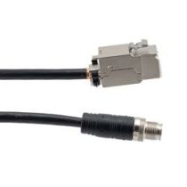 L-com Category 6a Ethernet Economy M12 8 Position X code Cable, IP67 M12 Male to RJ45 Female Jack, 26AWG Shielded Outdoor VW-1 PVC Black, 1.0M