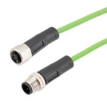 L-Com IP67 Waterproof M12 3 Position A-code Sensor Actuator Signal Cable, Industrial Drag Chain PUR, 22AWG, Male to Female, Green