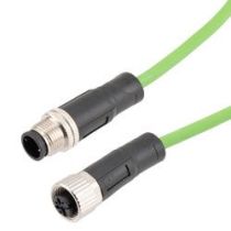 L-Com IP67 Waterproof M12 3 Position A-code Sensor Actuator Signal Cable, Shielded Industrial Drag Chain PUR, 22AWG, Male to Female, Green