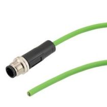 L-Com IP67 Waterproof M12 3 Position A-code Sensor Actuator Signal Cable, Industrial Drag Chain PUR, 22AWG, Male to Open, Green