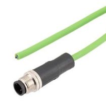 L-Com IP67 Waterproof M12 3 Position A-code Sensor Actuator Signal Cable, Shielded Industrial Drag Chain PUR, 22AWG, Male to Open, Green