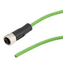 L-Com IP67 Waterproof M12 3 Position A-code Sensor Actuator Signal Cable, Shielded Industrial Drag Chain PUR, 22AWG, Female to Open, Green