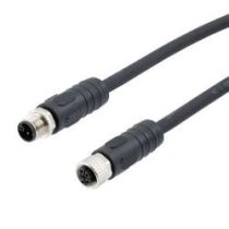 L-com M12 4 Position IP67 L-Code Cable Assembly, Unshielded 16AWG PUR Jacket, Male to Female, Black 