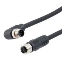 L-com M12 4 Position IP67 L-Code Cable Assembly, Unshielded 16AWG PUR Jacket, Right Angle Male to Female, Black 