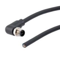 L-com M12 4 Position IP67 L-Code Pigtail Cable Assembly, Unshielded 16AWG PUR Jacket, Right Angle Male to Open, Black