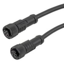 L-com IP69K Waterproof M12 5 Position A-code Sensor Actuator Signal Cable, Light Weight Plastic Nut, 22AWG, PVC, Female to Female, Black