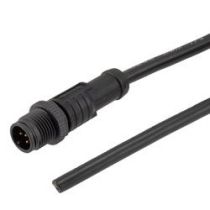 L-com IP69K Waterproof M12 5 Position A-code Sensor Actuator Signal Cable, Light Weight Plastic Nut, 22AWG, PVC, Male to Open, Black