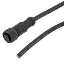 L-com IP69K Waterproof M12 5 Position A-code Sensor Actuator Signal Cable, Light Weight Plastic Nut, 22AWG, PVC, Female to Open, Black