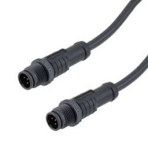 L-com IP69K Waterproof M12 5 Position B-code Sensor Actuator Signal Cable, Light Weight Plastic Nut, 22AWG, PVC, Male to Male, Black