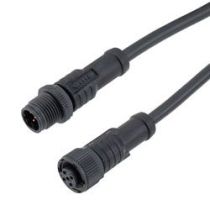 L-com IP69K Waterproof M12 5 Position B-code Sensor Actuator Signal Cable, Light Weight Plastic Nut, 22AWG, PVC, Male to Female, Black