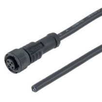 L-com IP69K Waterproof M12 5 Position B-code Sensor Actuator Signal Cable, Light Weight Plastic Nut, 22AWG, PVC, Female to Open, Black