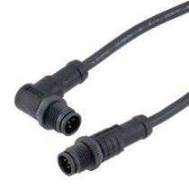 L-com IP69K Waterproof M12 5 Position B-code Sensor Signal Cable, Light Weight Plastic Nut, 22AWG, PVC, Male to Right Angle Male, Black