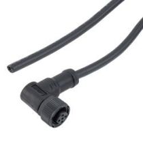 L-com IP69K Waterproof M12 5 Position B-code Sensor Signal Cable, Light Weight Plastic Nut, 22AWG, PVC, Right Angle Female to Open, Black