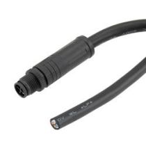 L-com M12 4 Position IP68 S-Code Pigtail Cable Assembly, Unshielded 16AWG PVC Jacket, Male to Cut End, Black 