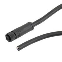 L-com M12 4 Position IP68 S-Code Pigtail Cable Assembly, Unshielded 16AWG PVC Jacket, Female to Cut End, Black