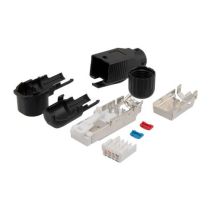 Ethernet Category 6a 10gig Field Terminable RJ45 (8x8), Male Field Termination Plug, Shielded, 22-26AWG, PoE Rated, Right Angle