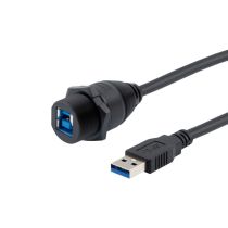 L-com Waterproof USB 3.0 Cable Assembly - IP67 B Female to Standard A Male