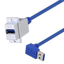 L-com USB 3.0 Type A Coupler, Female Type A to Male A 90 Degree Downward Cable