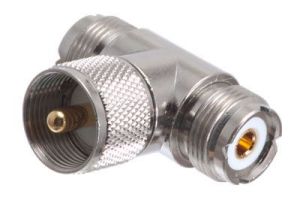 UHF Male to Female T Adapter