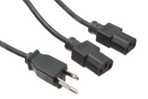NEMA 5-15  to C13 Splitter Power Cord - 10 Amp - 2 FT