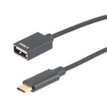 L-com USB-C to USB-A 2.0 Adapter, Type C Male to Type A Female, Aluminum Shell, Dongle Style, Black, 15cm