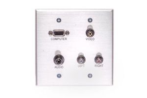 VGA, 3.5mm, Composite A/V Wall Plate- Double Gang - Stainless Steel